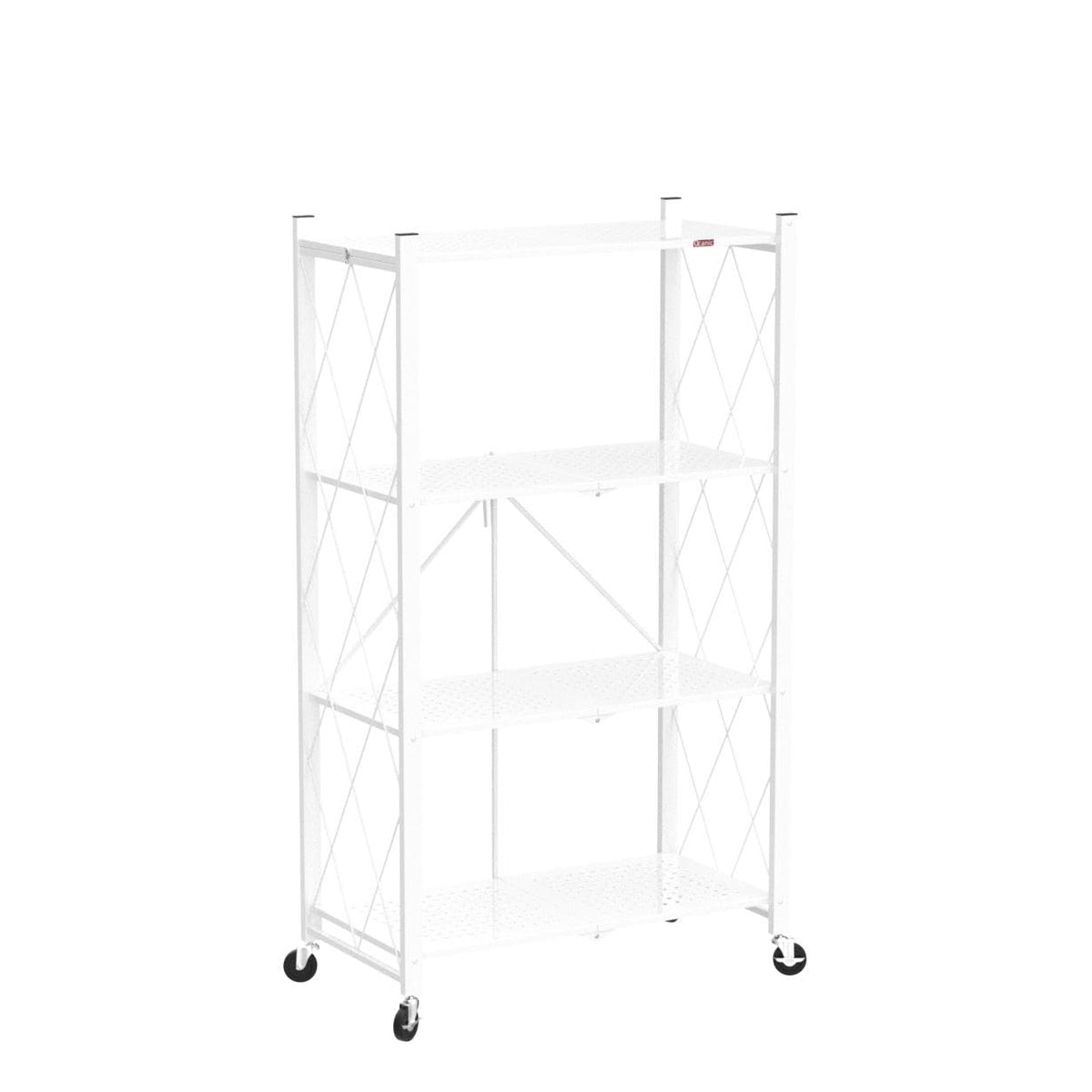 4 Tier White Metal Storage Shelves with Wheels Q537954