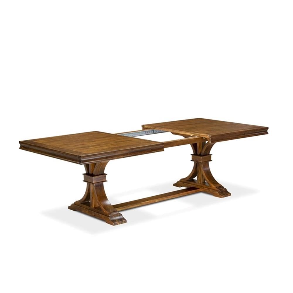 9-Piece Acacia Wood Dining Table Set with 8 Beige PU Leather Chairs D83668