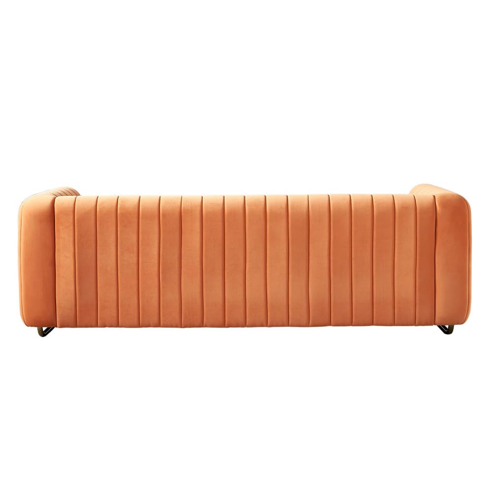Orange Velvet 3-Seater Sofa J989