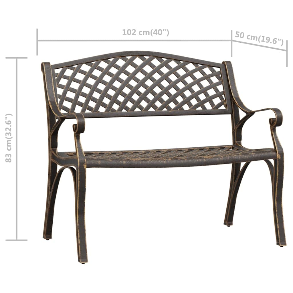 Bronze Cast Iron Garden Bench with Floral Design 40.2 Inch Y292191