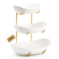 3 Tier Ceramic Fruit Bowl with Golden Metal Stand K517974