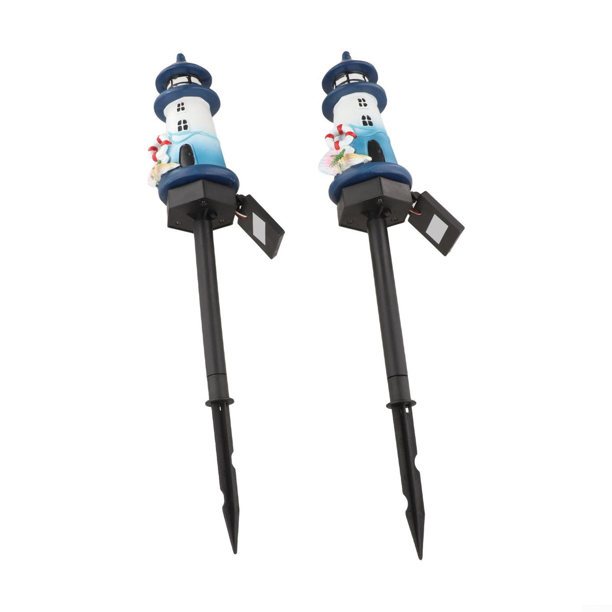 Solar Lighthouse Garden Lights, 2-Pack Resin Solar Powered F838578