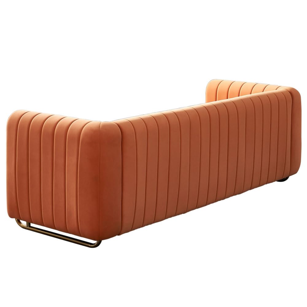 Orange Velvet 3-Seater Sofa J989