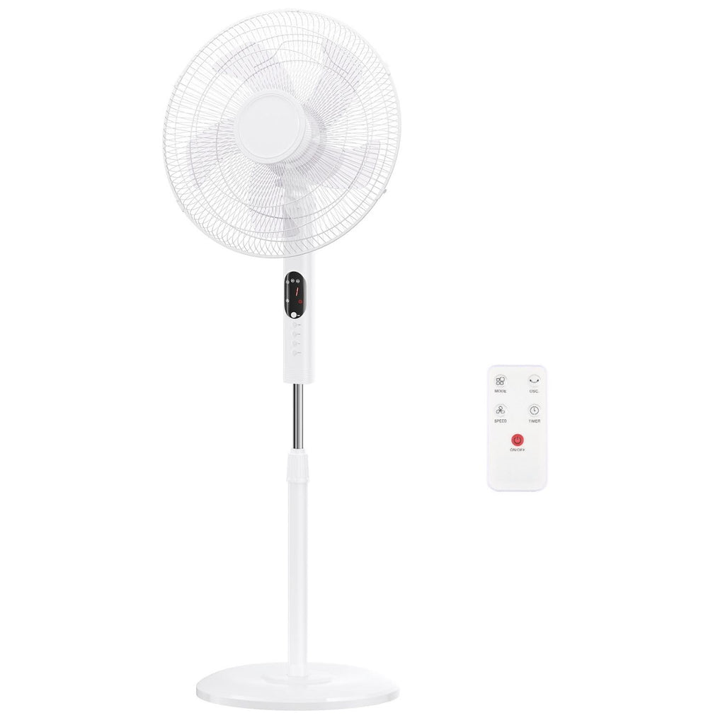 16 inch Quiet Oscillating Pedestal Fan with Adjustable Height & Tilt, White T343963