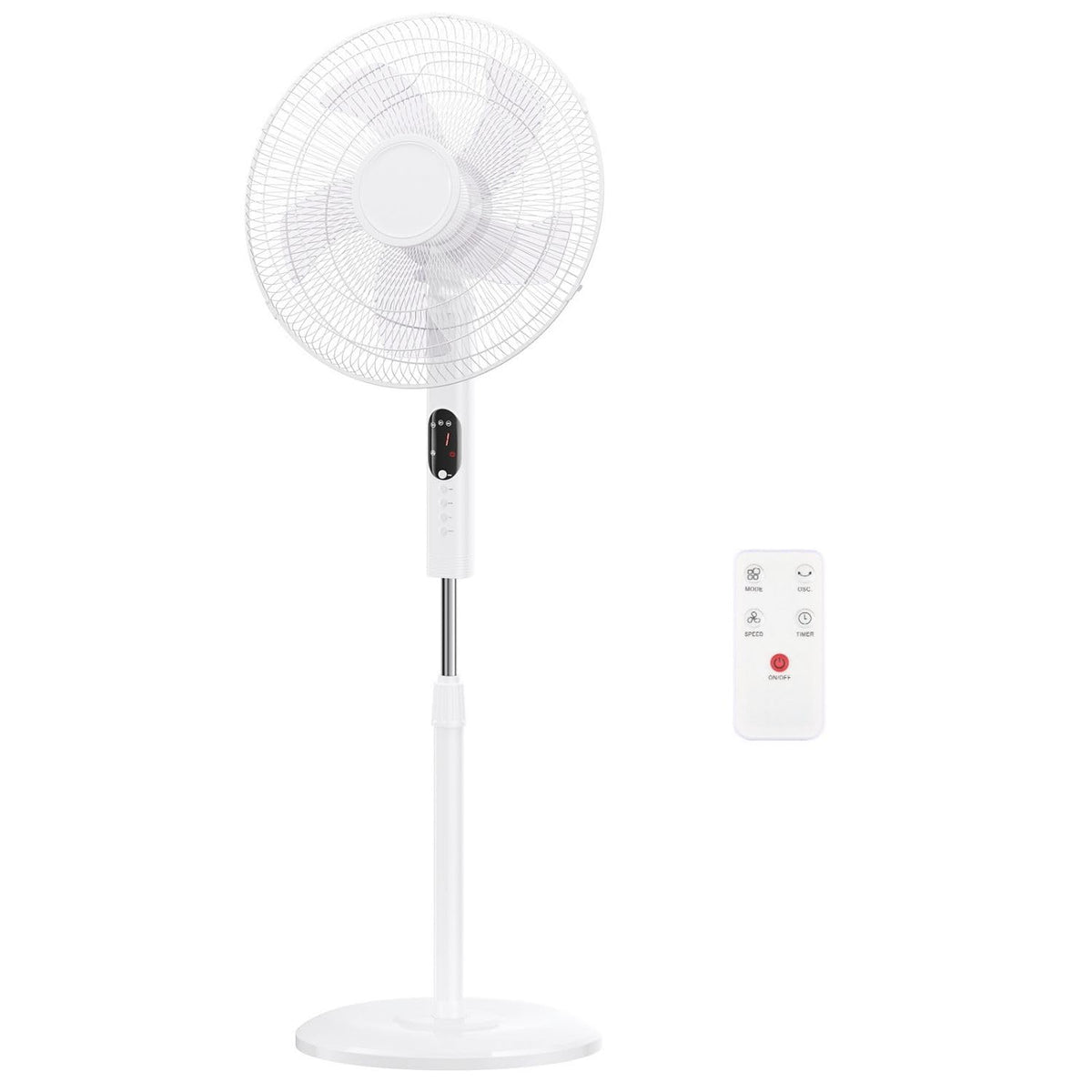 16 inch Quiet Oscillating Pedestal Fan with Adjustable Height & Tilt, White T343963