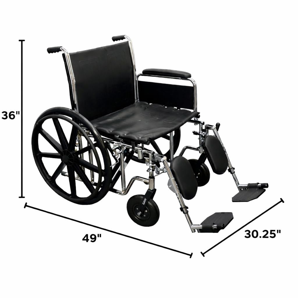 22" Heavy Duty Chrome Wheelchair with Removable Full Arms D718