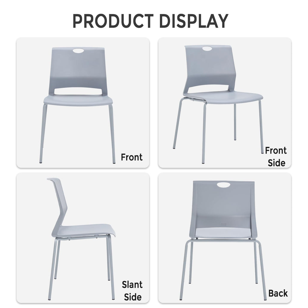 Grey Stack Chairs Set of 4 with Metal Legs J4530