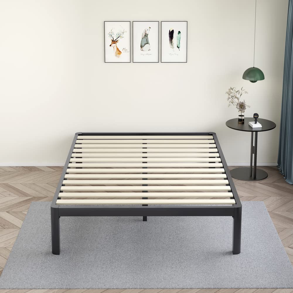 18 Inch Queen Platform Bed Frame with Wooden Slats P55932