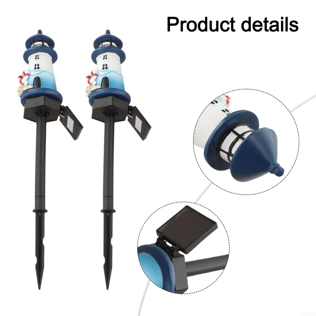 Solar Lighthouse Garden Lights, 2-Pack Resin Solar Powered F838578