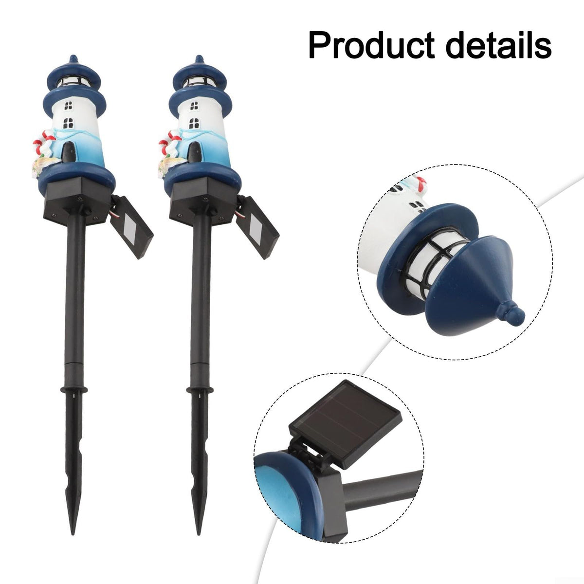 Solar Lighthouse Garden Lights, 2-Pack Resin Solar Powered F838578