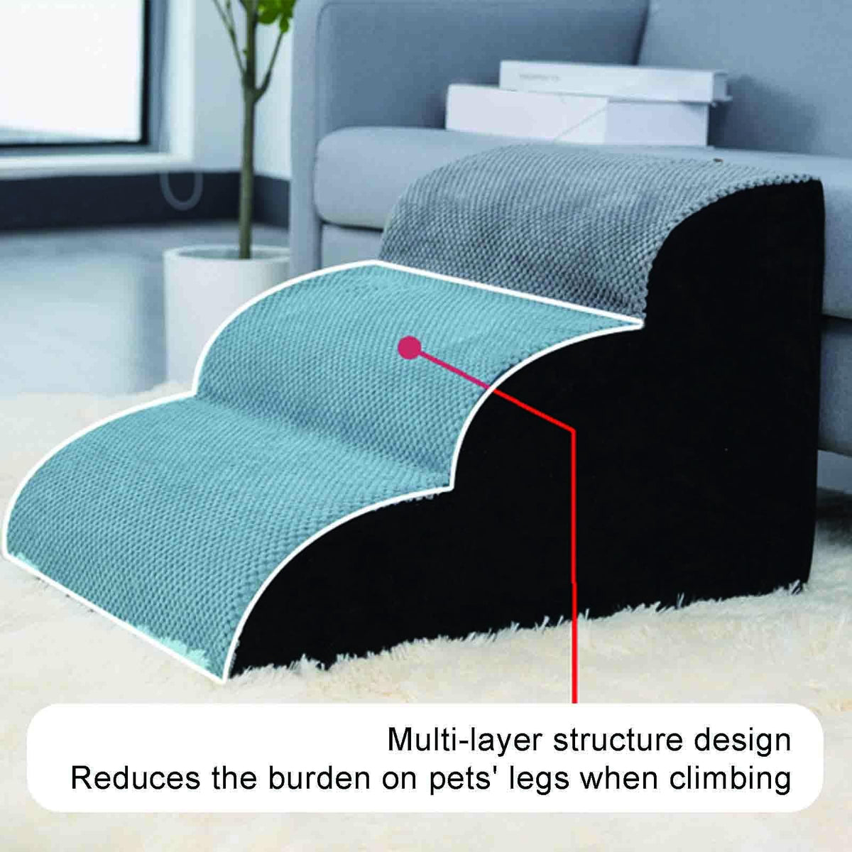 Non-Slip High Density Foam Pet Stairs V50364