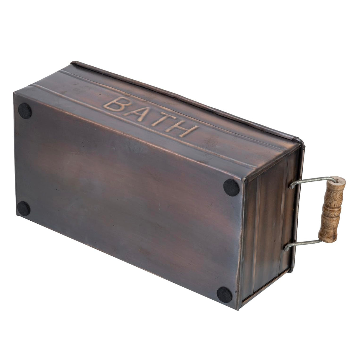 Copper Wooden Handle Toiletries Holder Bin D649