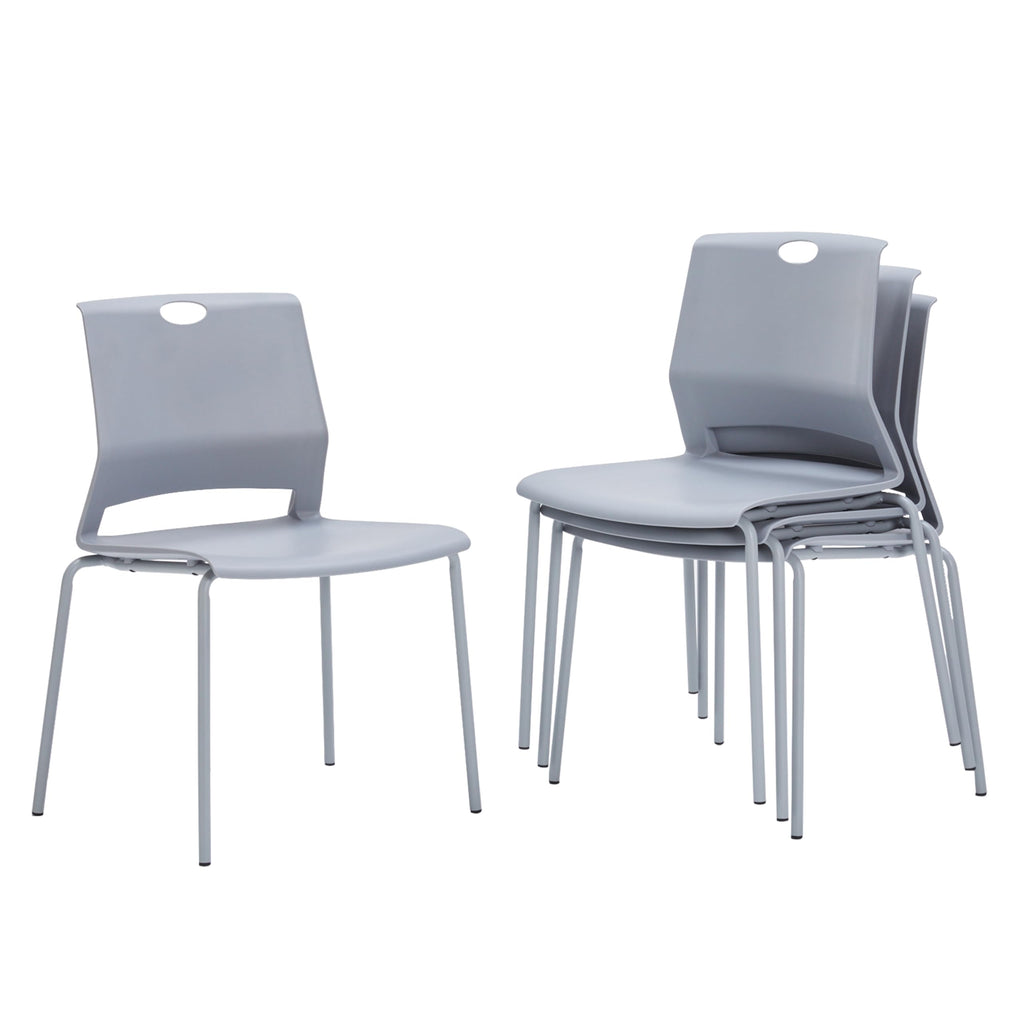 Grey Stack Chairs Set of 4 with Metal Legs J4530