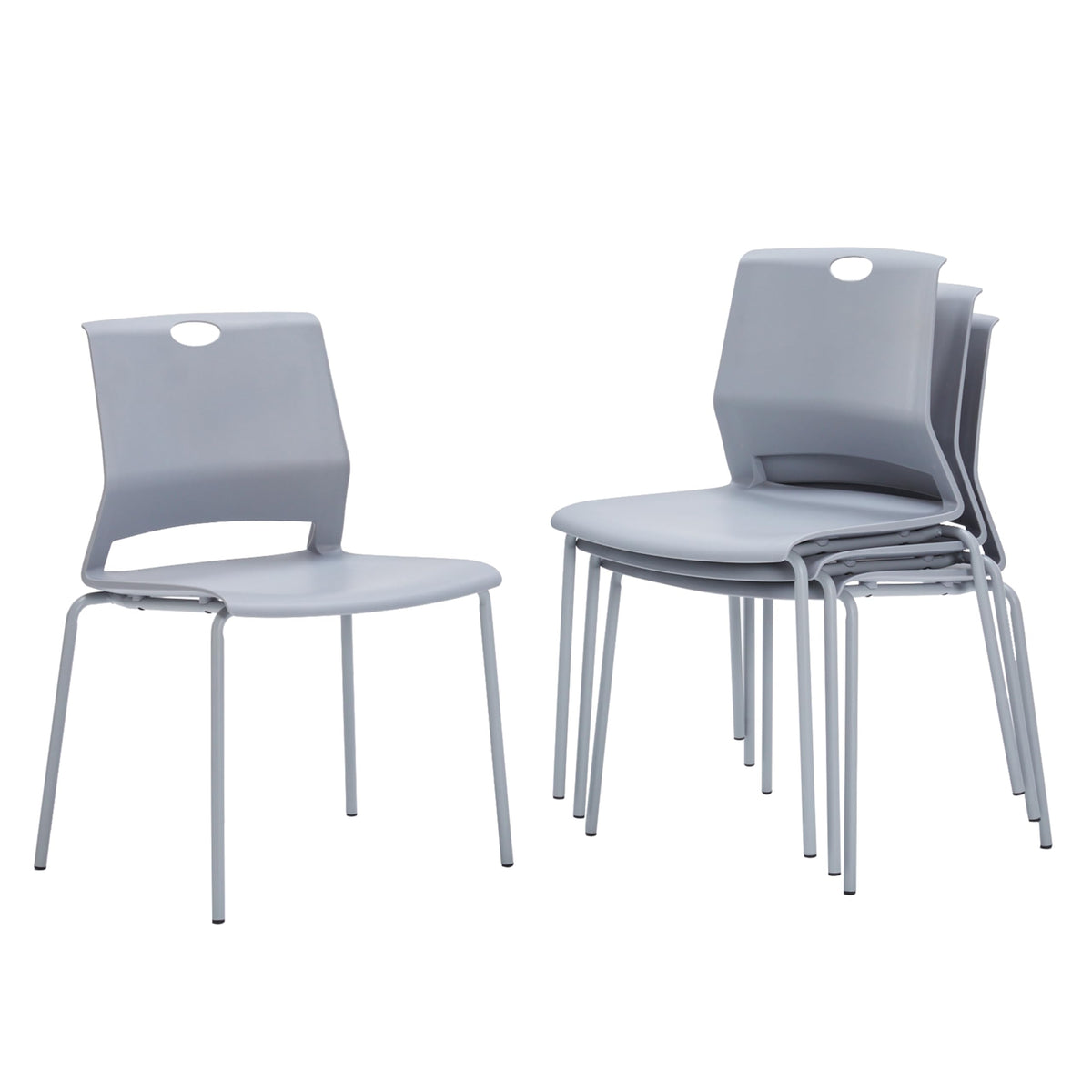 Grey Stack Chairs Set of 4 with Metal Legs J4530