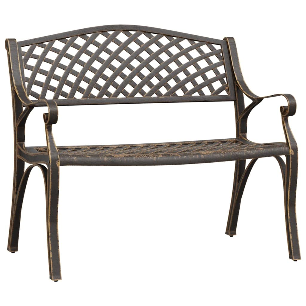 Bronze Cast Iron Garden Bench with Floral Design 40.2 Inch Y292191