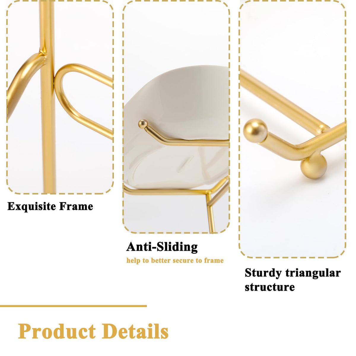 3 Tier Ceramic Fruit Bowl with Golden Metal Stand K517974