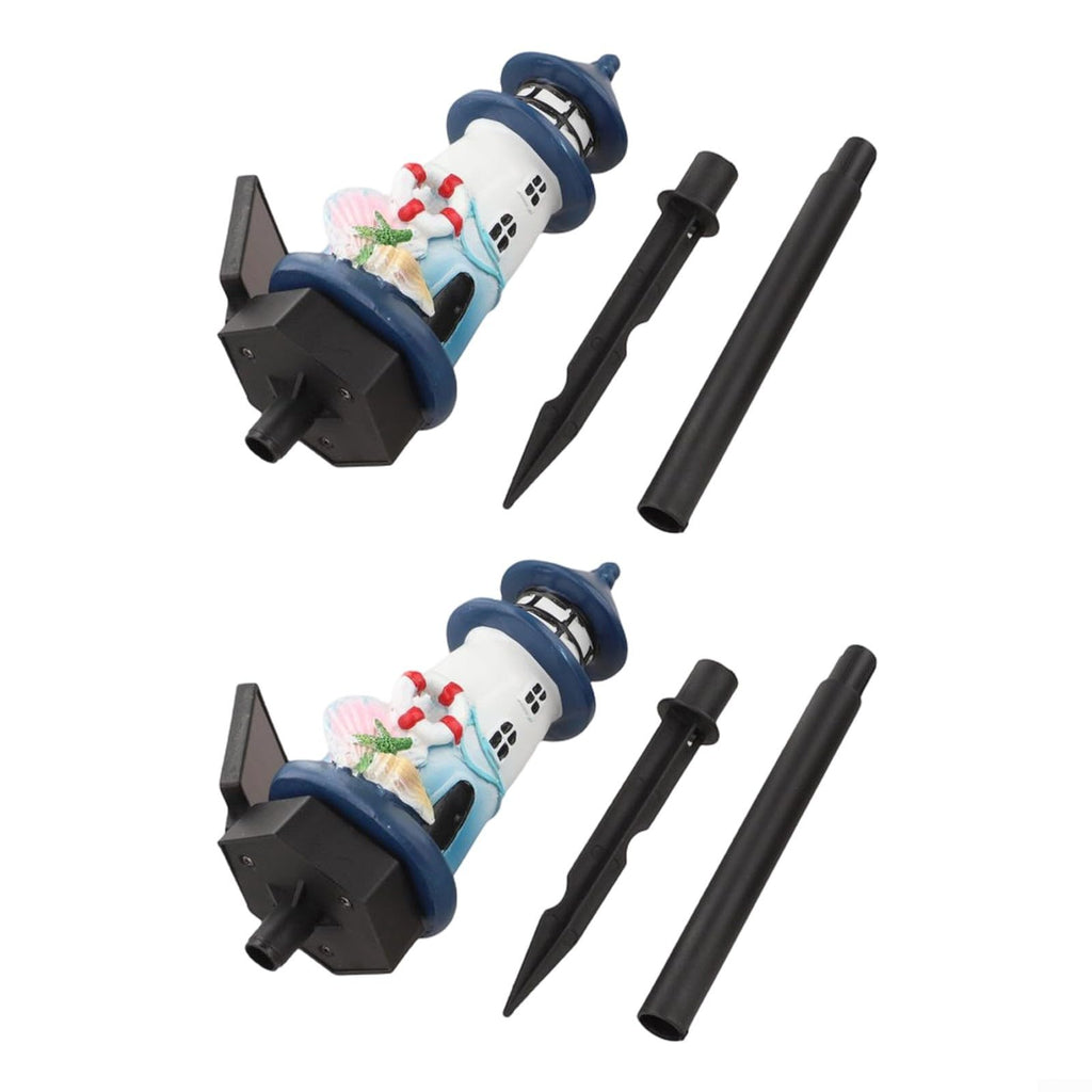 Solar Lighthouse Garden Lights, 2-Pack Resin Solar Powered F838578