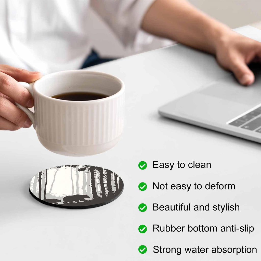 Black Grey Set of 4 Soft Absorbent Coasters C101049