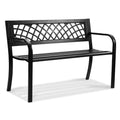 46" Iron Steel Frame Garden Bench with Mesh Pattern and Plastic Backrest L840