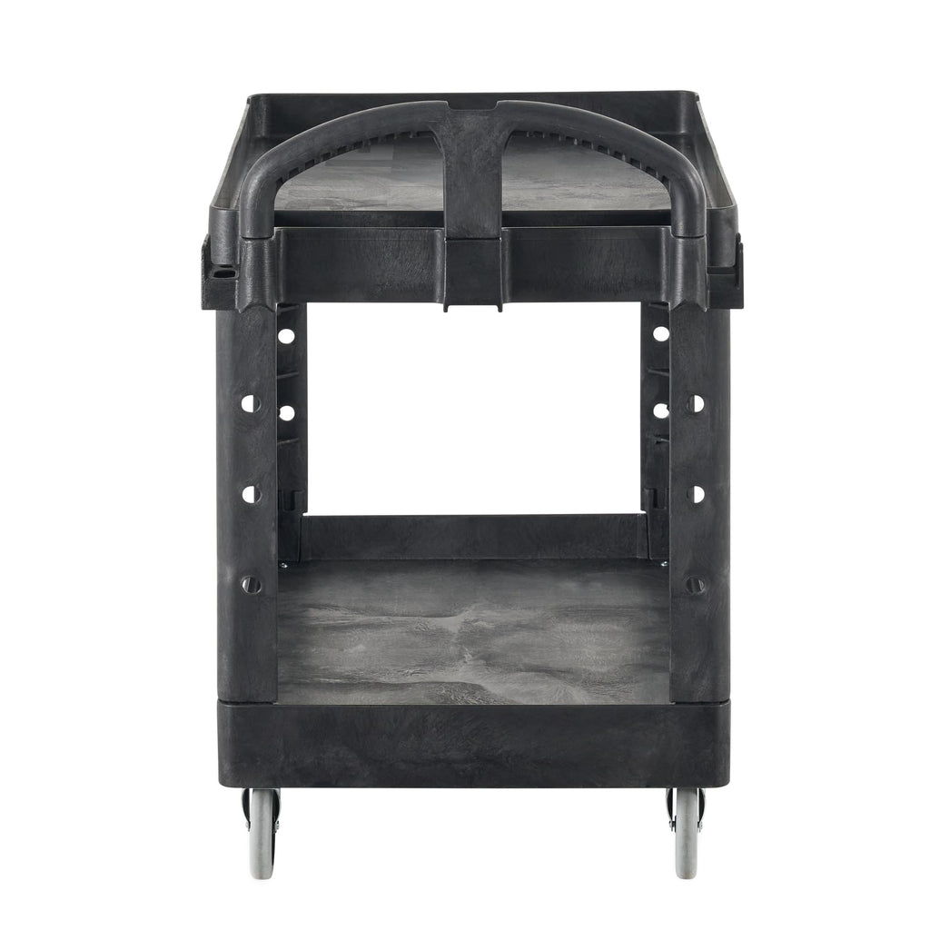Black 2-Shelf Utility Cart with Lipped Shelves I507
