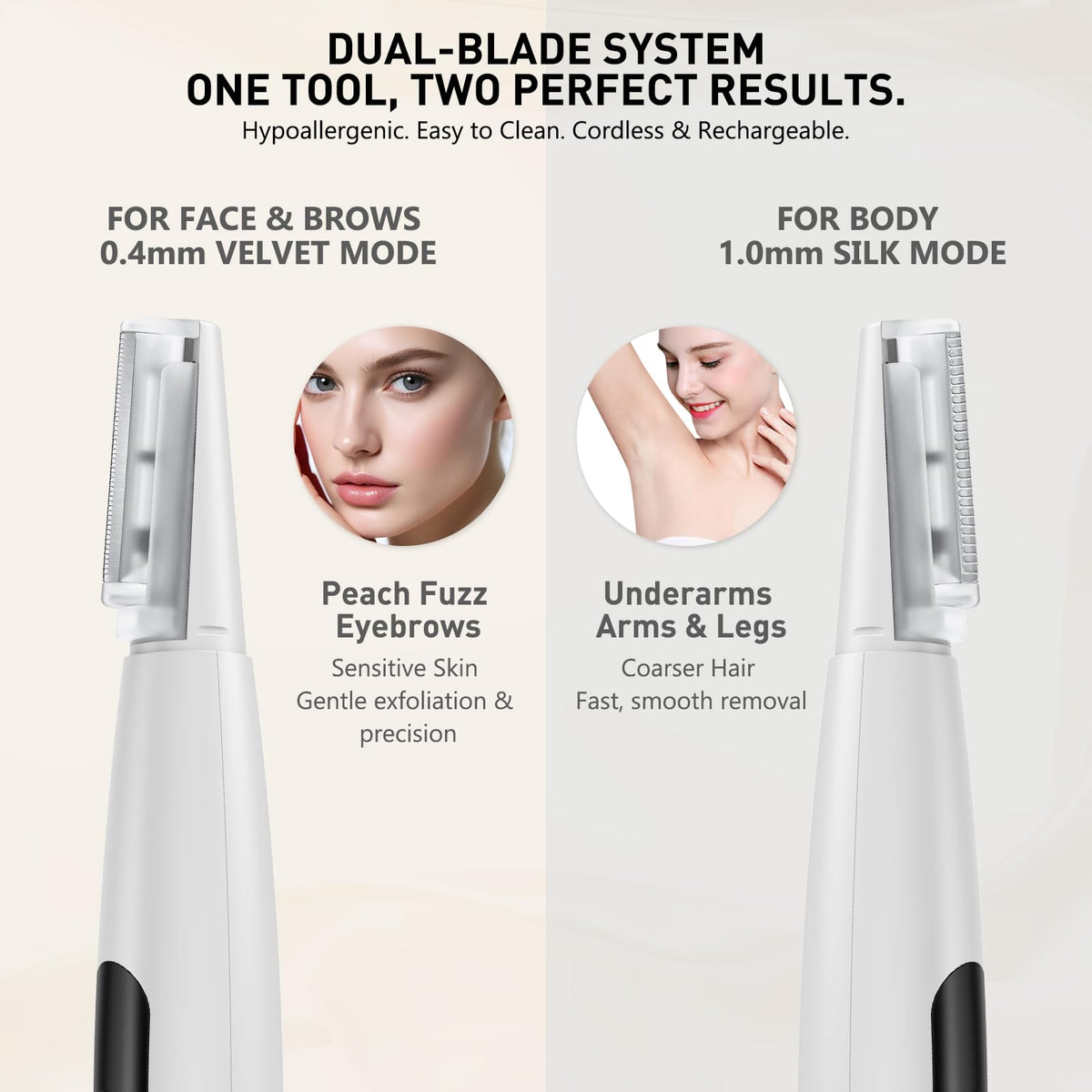 3 Speeds LED Electric Dermaplaning Tool with 12 Replaceable Blades P88868