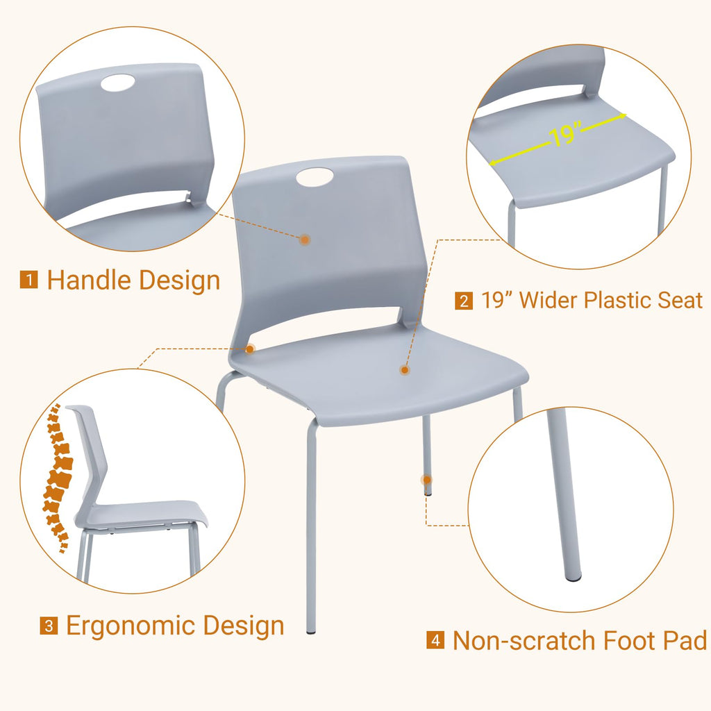 Grey Stack Chairs Set of 4 with Metal Legs J4530