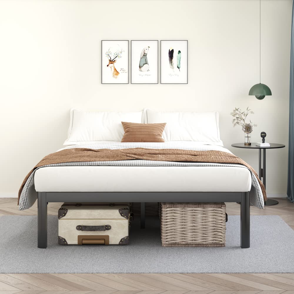 18 Inch Queen Platform Bed Frame with Wooden Slats P55932
