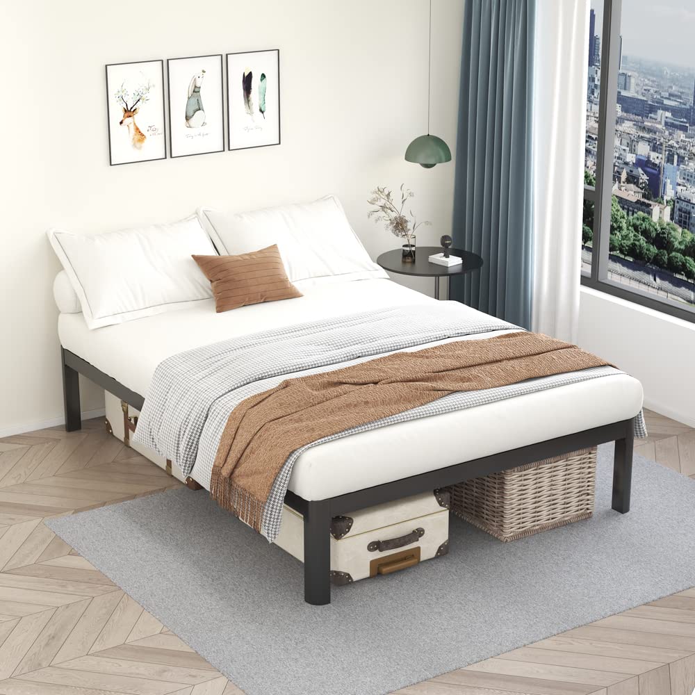 18 Inch Queen Platform Bed Frame with Wooden Slats P55932