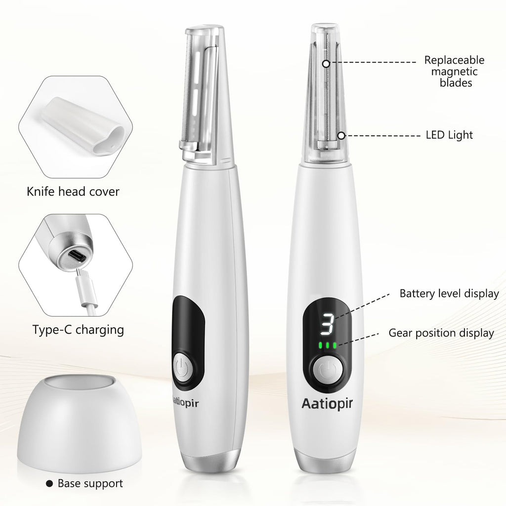3 Speeds LED Electric Dermaplaning Tool with 12 Replaceable Blades P88868