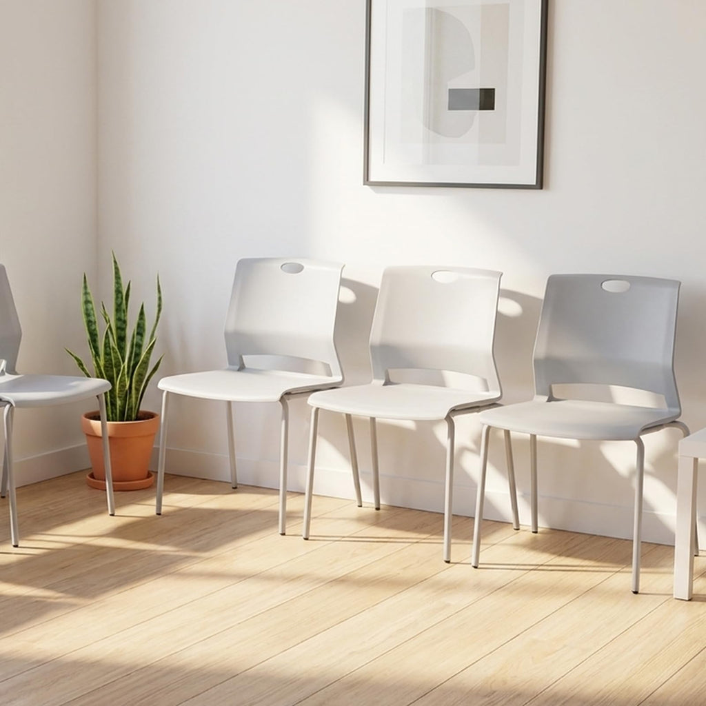 Grey Stack Chairs Set of 4 with Metal Legs J4530
