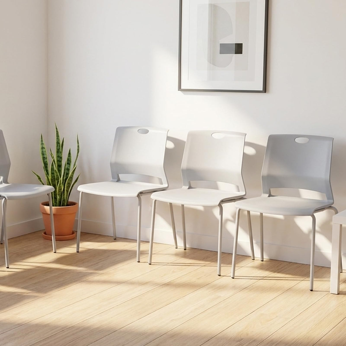 Grey Stack Chairs Set of 4 with Metal Legs J4530