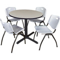 Round Breakroom Table Set with 4 Chairs Grey M1560