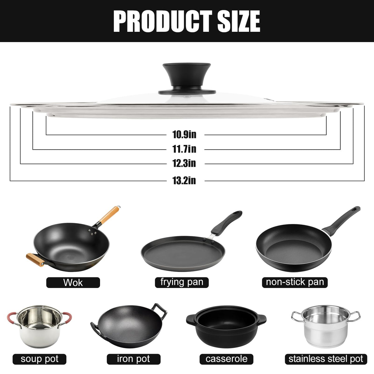 Universal Pan Lid for 11, 12 & 13 Inch Cookware O414