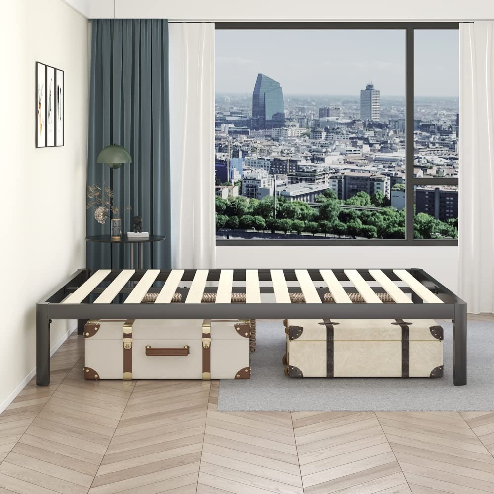 18 Inch Queen Platform Bed Frame with Wooden Slats P55932