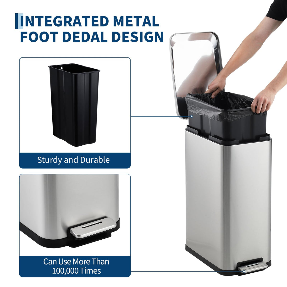 13 Gallon Stainless Steel Slim Kitchen Trash Can P652089