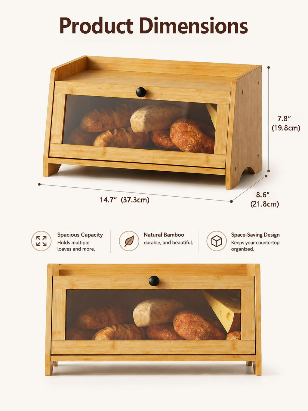 Bread Box with Top Shelf, 1 Tier U246