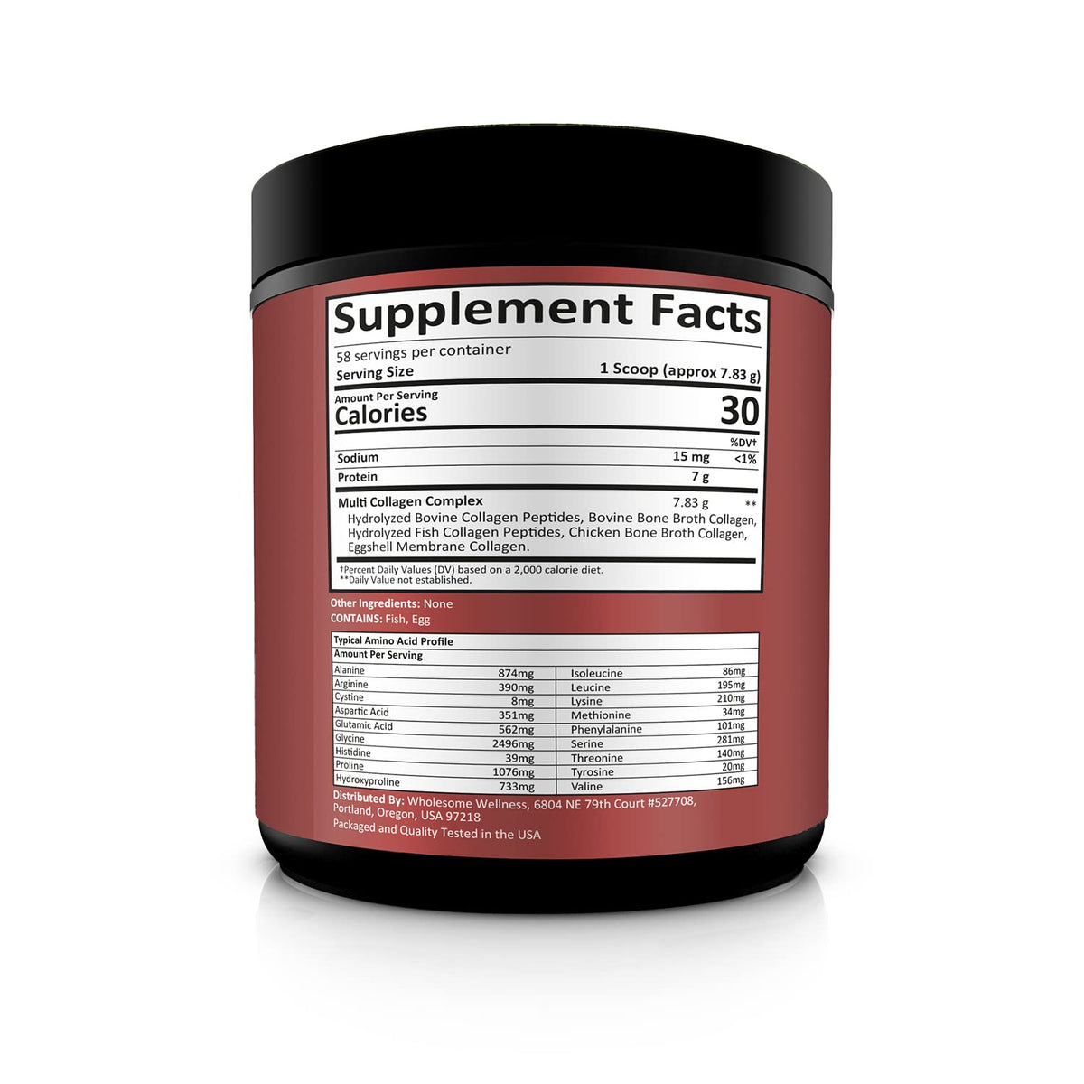 Multi Collagen Peptides Protein Powder, 5 Types Hydrolyzed, Grass-Fed, Non-GMO, Unflavored J48511