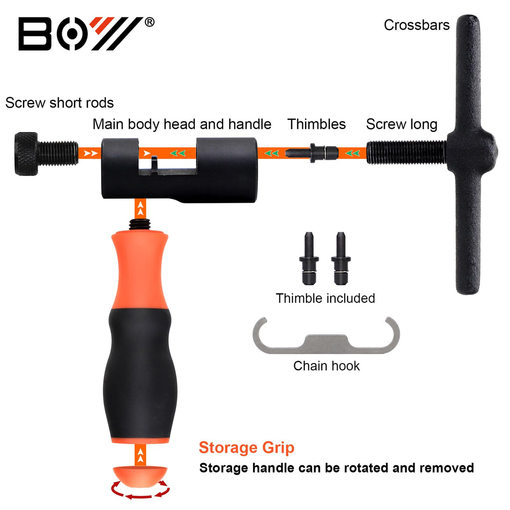 Bike Chain Tool Kit with Chain Breaker, Link Pliers, Chain Checker, Chain Link R2419