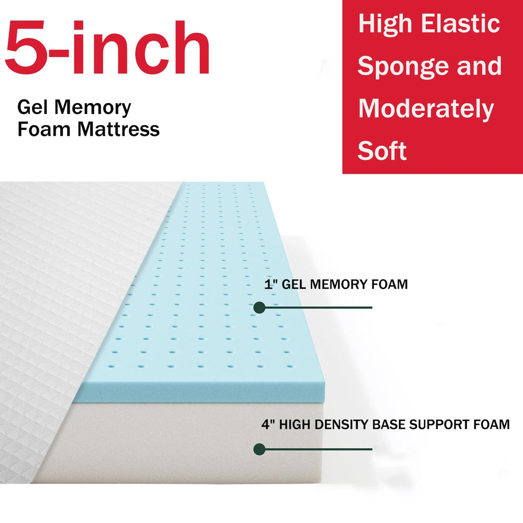 5 Inch Gel Memory Foam Twin Mattress Q332964