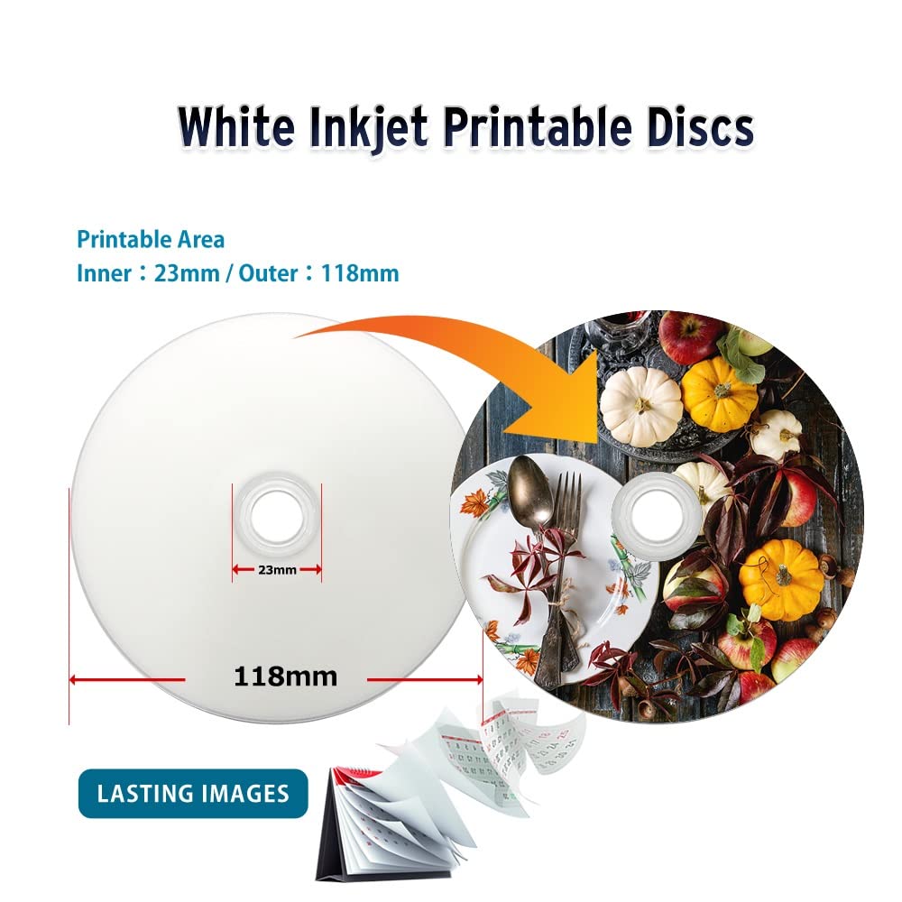 25GB White Inkjet Printable Blank Blu-ray Discs 50-Pack U40367