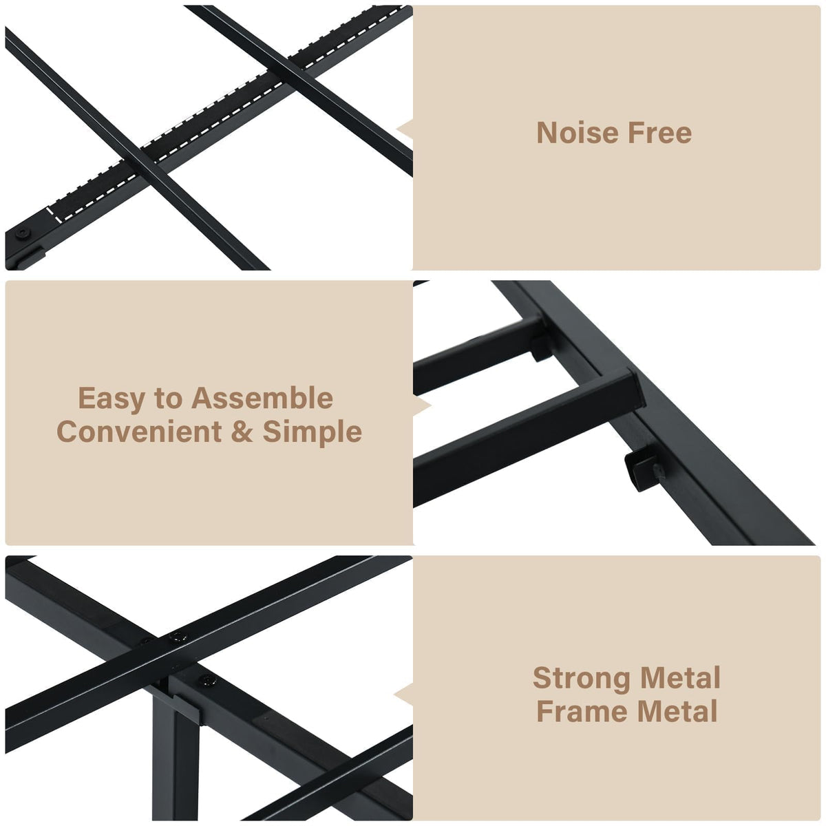 Twin Bed Frame with Headboard and Under-Bed Storage, Black W2375