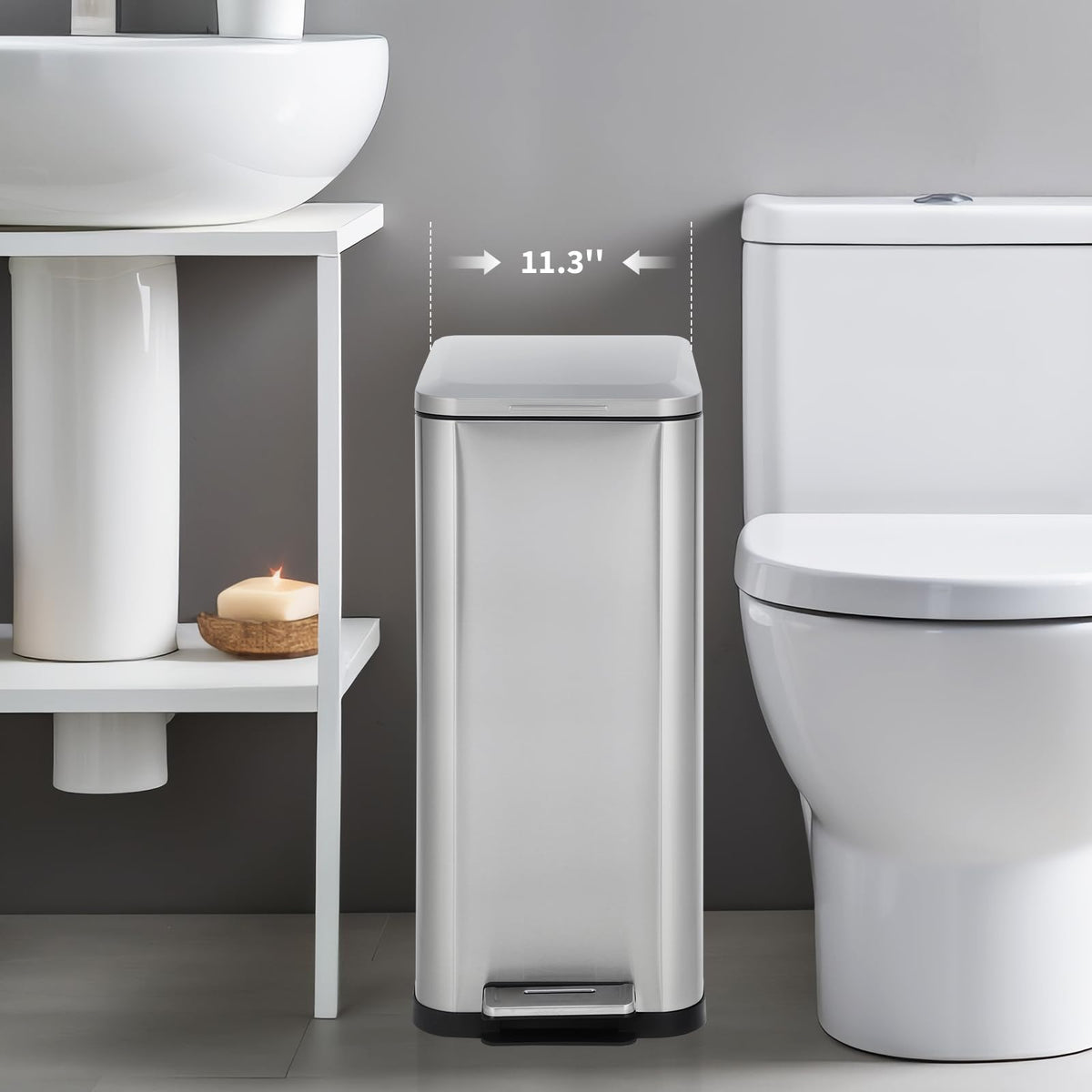 13 Gallon Stainless Steel Slim Kitchen Trash Can P652089