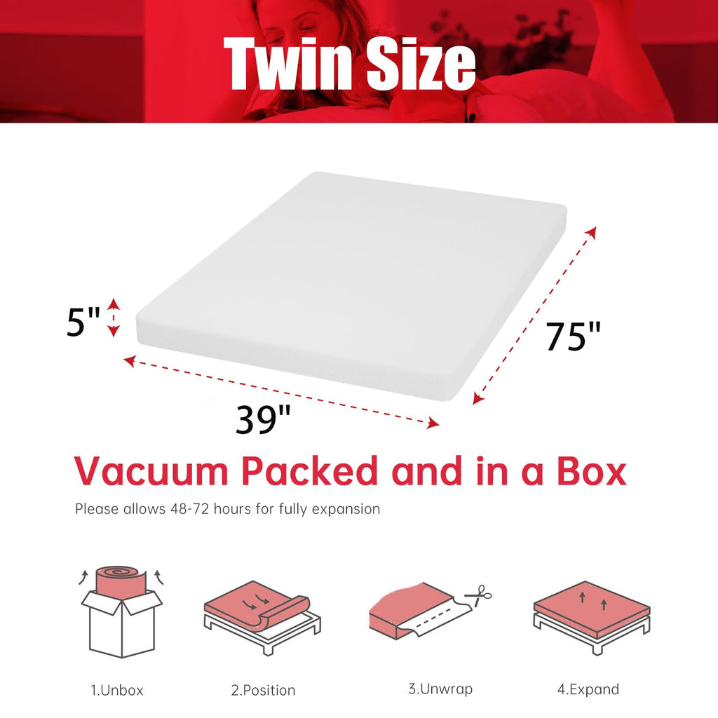 5 Inch Gel Memory Foam Twin Mattress Q332964