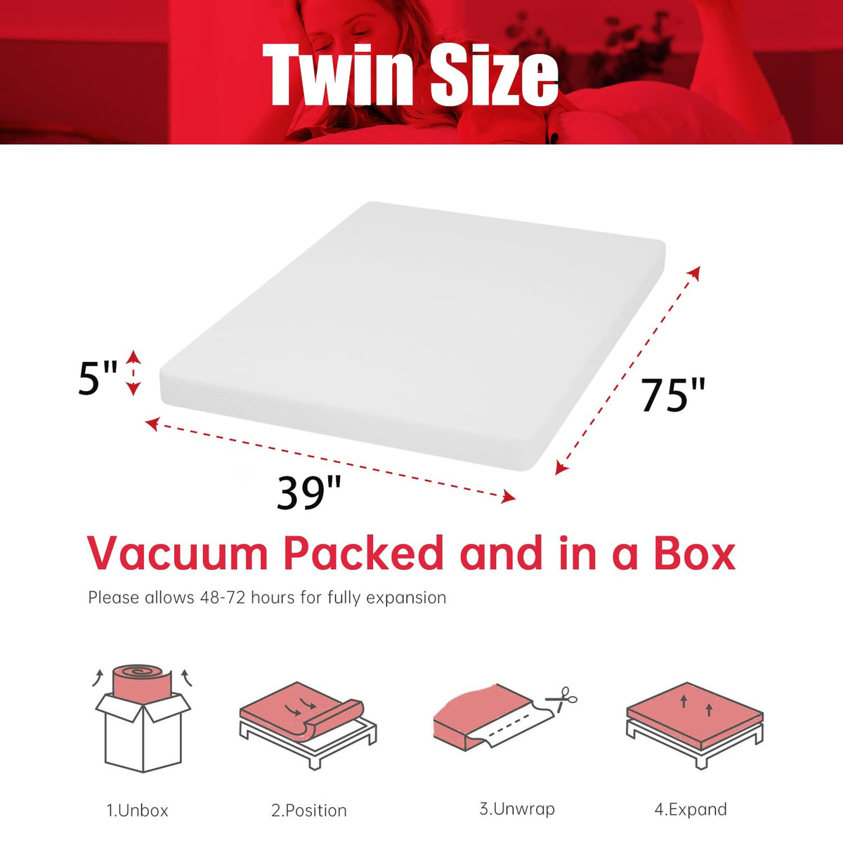 5 Inch Gel Memory Foam Twin Mattress Q332964