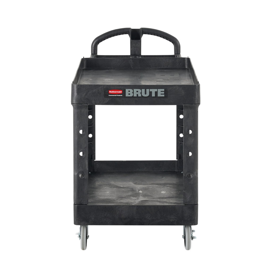 Black 2-Shelf Utility Cart with Lipped Shelves I507