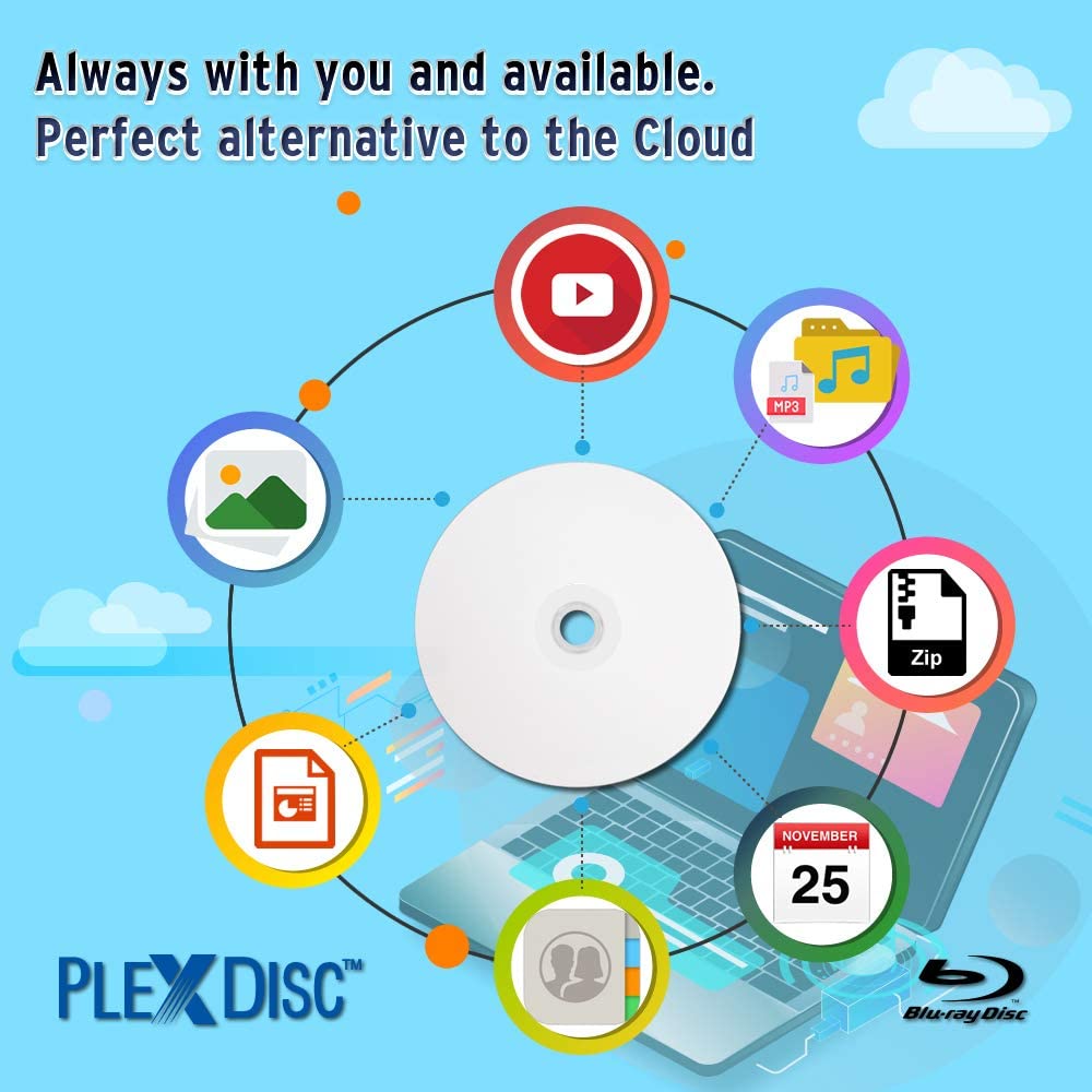 25GB White Inkjet Printable Blank Blu-ray Discs 50-Pack U40367