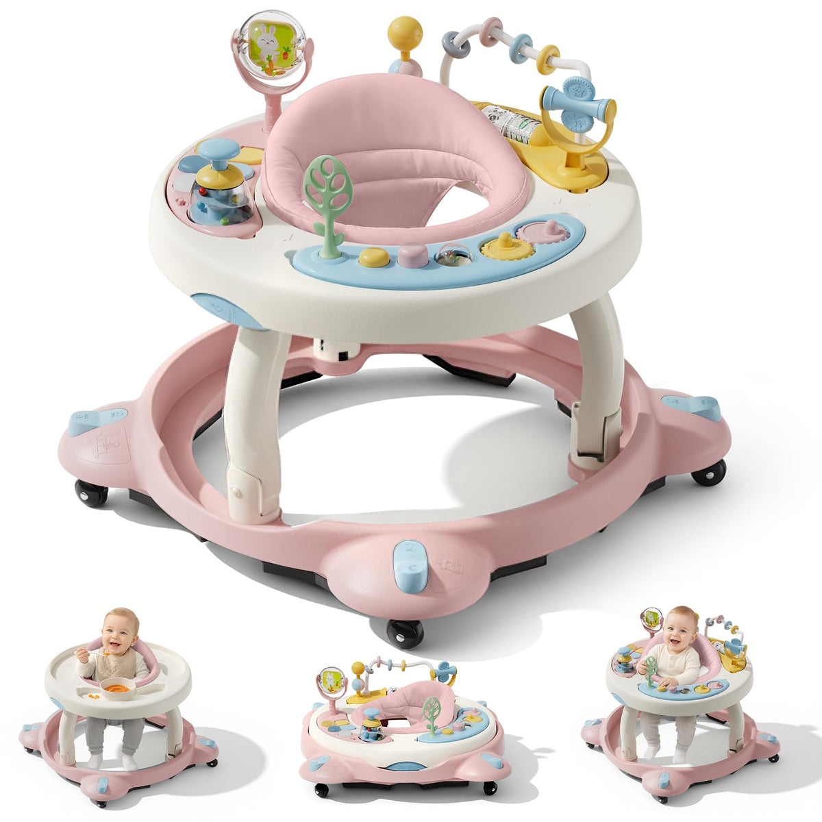 Foldable Baby Walker with Wheels and Rotating Seat S360750