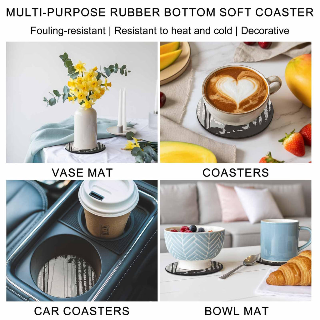 Black Grey Set of 4 Soft Absorbent Coasters C101049
