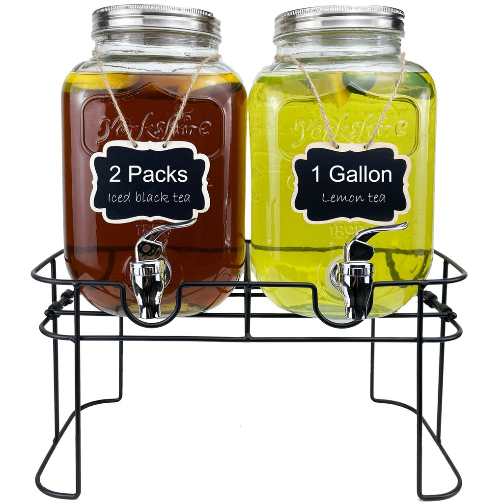1 Gallon Glass Drink Dispenser with Spigot, 2 Packs K918900