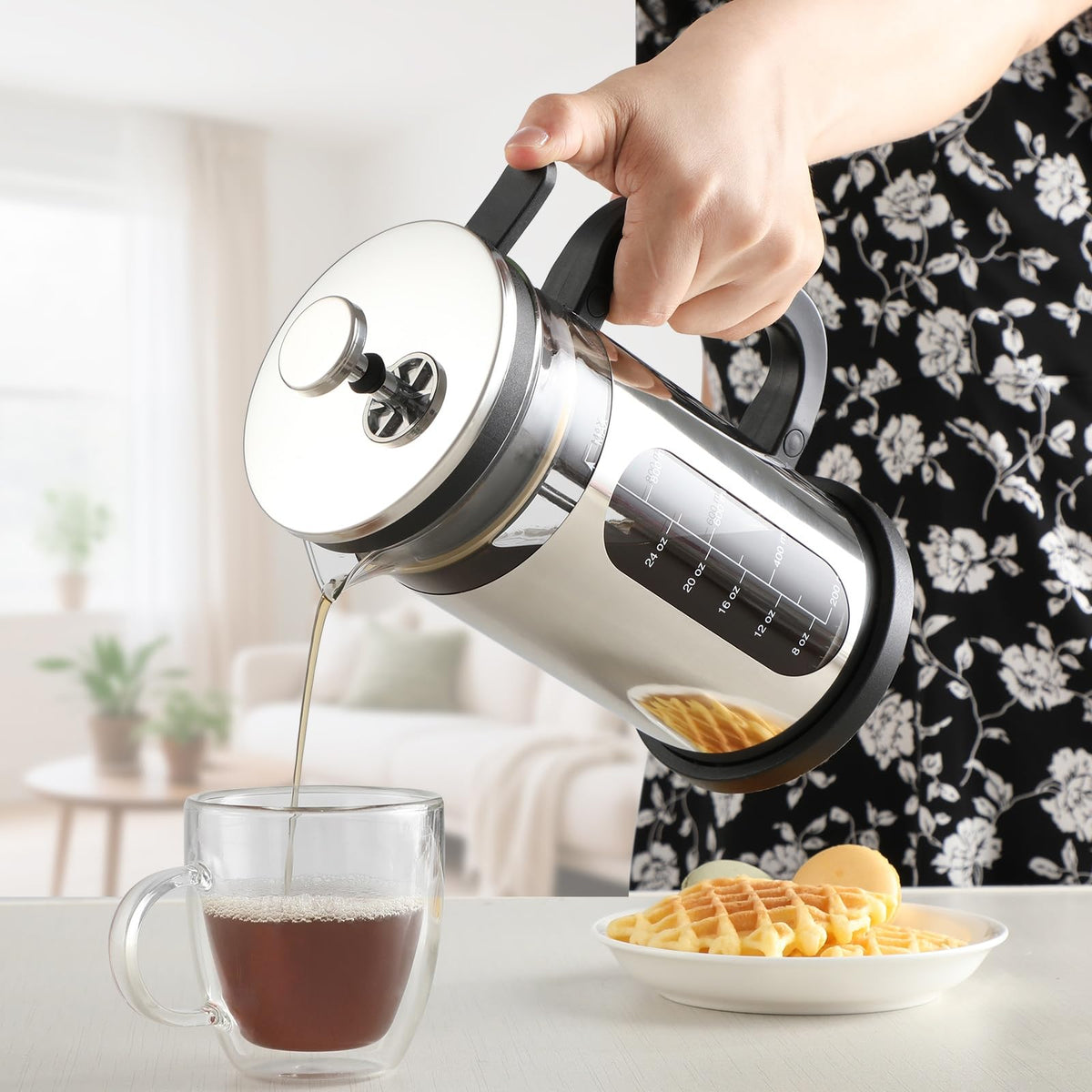 34 oz Borosilicate Glass Stainless Steel French Press N59603